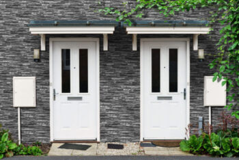 Black ice cladding external front of house