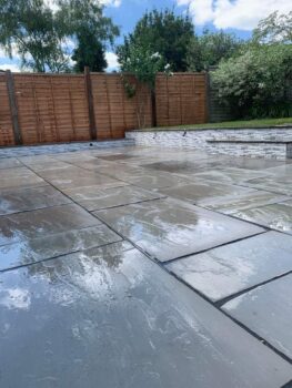 Mountain Ice cladding sunken patio area walls